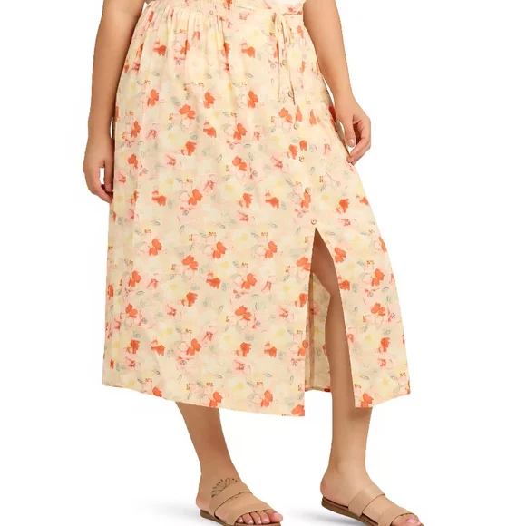 AB Studio Floral Boho Midi Skirt | 0X And 2X - Picture 4 of 5